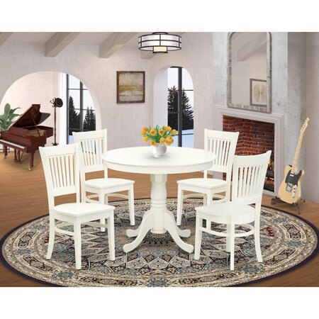 East West Furniture 5 Piece Antique Kitchen Dining Set - Linen White ANVA5-LWH-W